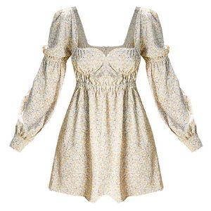 Lemon Floral Underbust Detail Shift Dress